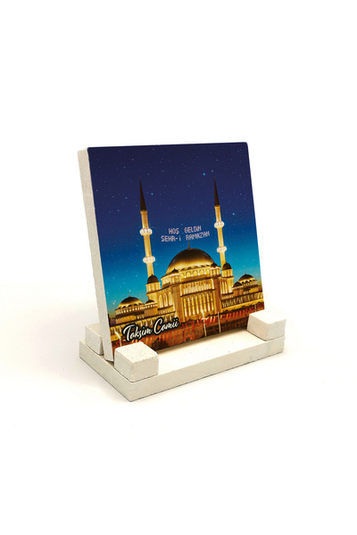 Sadrazam Taksim Mosque Image Printed Natural Stone Tabletop 10X10 1G-Taksimca...