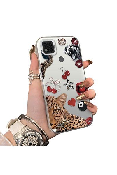 CHICASELUX Poco C31 Compatible Leopard Pattern Cheetah Red Lip Cherry Mix Pho...