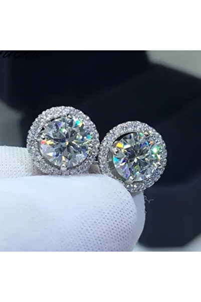 Choice WB6194-1 1 Pair of Fashion Halo Round Earrings Men Shiny Cube Syntheti...