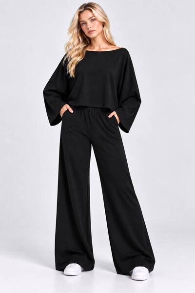 Trendingsize طقم مودال فلير (بنطلون واسع)