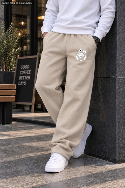 caddekombin Men's King Lion Figure Printed Casual Sweatpants - Loose Fit Comf...