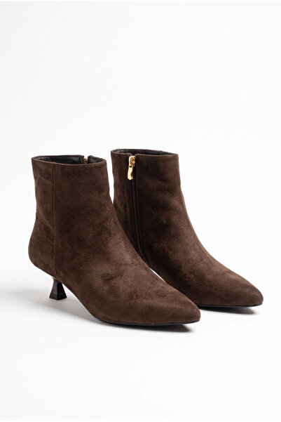 uqpe Women's Pointed Toe Short Heeled Goblet Heel Zippered Ankle Boots - Alta...