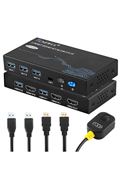 TCNEWCL Διακόπτης KVM TCNEWCL, 2 υπολογιστές 1 οθόνη, ανάλυση 8K 60Hz, USB 3.0
