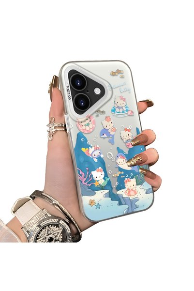 CHICASELUX iPhone 16 Compatible Submarine World Cartoon Cat Printed Phone Cas...