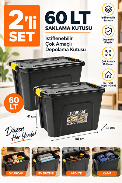 Via Mood Super Bag 60 Lt Saklama Kutusu 2'li Set ASR-4038