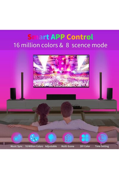 gaman Rgb Led Lambader Full Renk Uzaktan Kumandalı APP kontrol Sese duyarlı T...