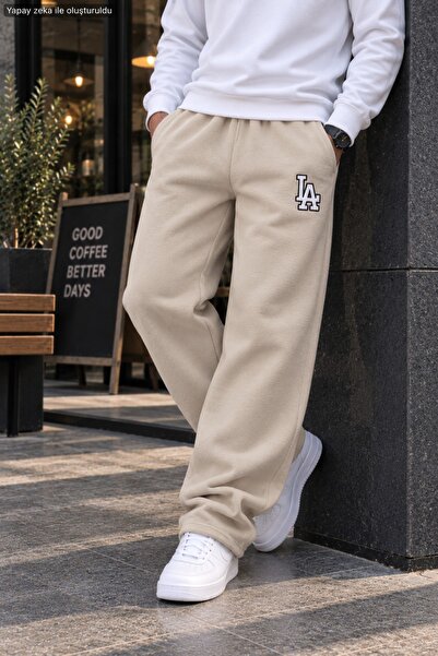 caddekombin Men's High Waist La Motif Printed Sweatpants - Loose Fit Comforta...