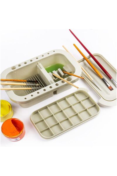 Arabest 4-in-1 Paint Brush Cleaner with Holder,Palette,and Basin for Watercol...