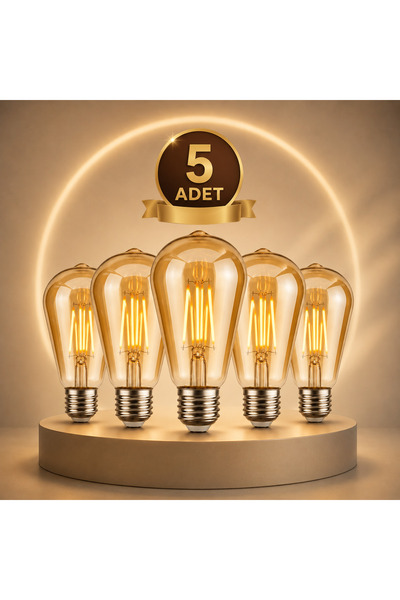 Genel Markalar ST6 LED Filament Ampul 6W 2700K Amber Cam Sarı Işık 600 Lümen ...