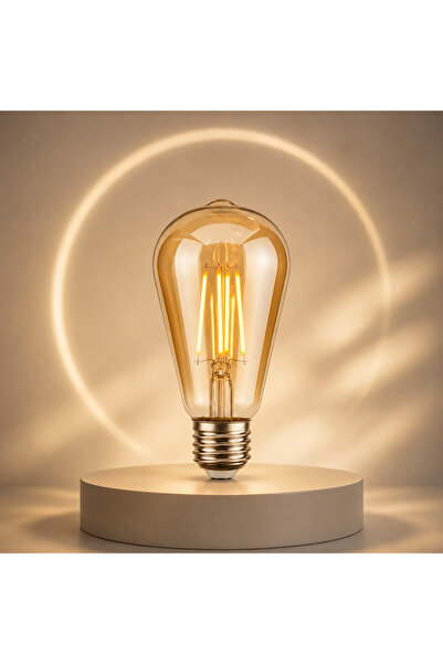 Genel Markalar ST6 LED Filament Ampul 6W 2700K Amber Cam Sarı Işık 600 Lümen ...