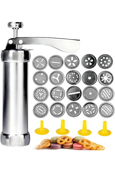 Noonedibs Pistol de Biscuiți din Oțel Inoxidabil cu 20 Discuri și 4 Duze pent...