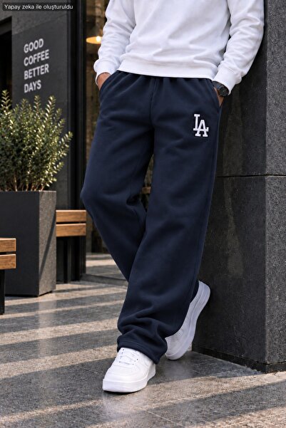 caddekombin Men's High Waist La Motif Printed Sweatpants - Loose Fit Comforta...
