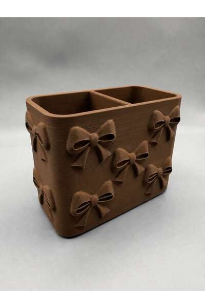 Generic Brand 3D Printed Bow Patterned Pen Holder with Compartments - Desktop...