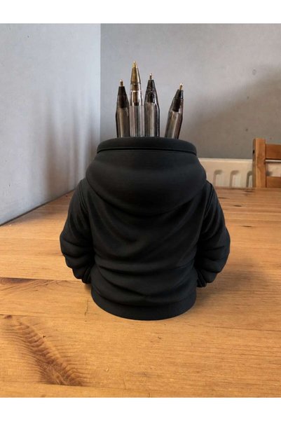 Generic Brand 3D Printed Hooded Sweatshirt Pen Holder - Desktop Organizer-Black