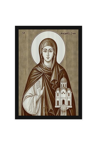 OEM Icoana Sfanta Anghelina pirogravata pe lemn, cu rama, 10 x 15 cm