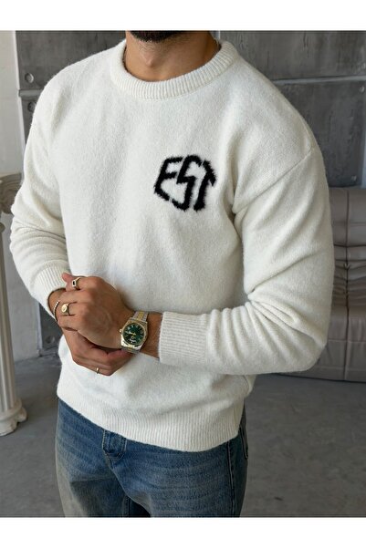 FO4RBS Soft Textured Est Written Oversize Knitwear Ecru