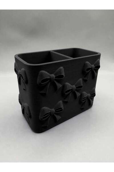 Generic Brand 3D Printed Bow Patterned Pen Holder with Compartments - Desktop...