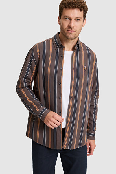 U.S. Polo Assn. Men's Dark Brown Long Sleeve Shirt 50326428-Vr084