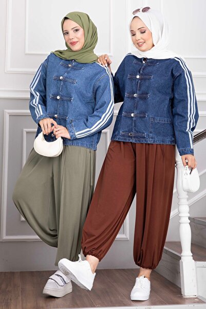 EBRUTESETTÜR Authentic Button Detailed Pocketed Denim Jacket Navy Blue