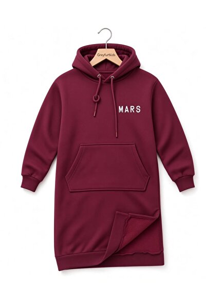 GREYFURTKİDS Girl's Hooded 3 Thread Raster Sweat Dress with Kangaroo Pocket Comfortable Casual Dress