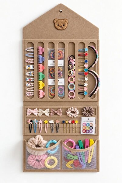 Modakids Girl's Hair Accessory Organizer Bag Wall Mounted Hairpin Crown Rubbe...
