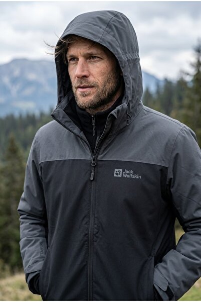 Jack Wolfskin Taubenberg 3in1 Jkt Erkek Outdoor Montu 1115311-6350 Gri