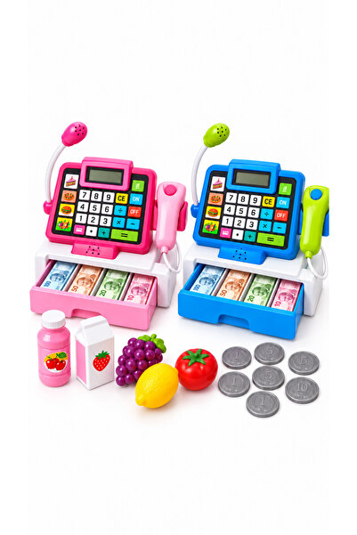 İlknurtoys Çocuk Oyuncak Yazar Kasa Market Seti Barkod Okuyuculu Mikrofonlu Hesap Makineli 2 Renk