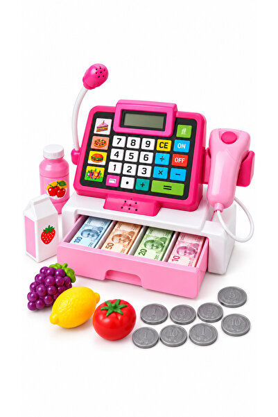 İlknurtoys Çocuk Oyuncak Yazar Kasa Market Seti Barkod Okuyuculu Mikrofonlu Hesap Makineli 2 Renk