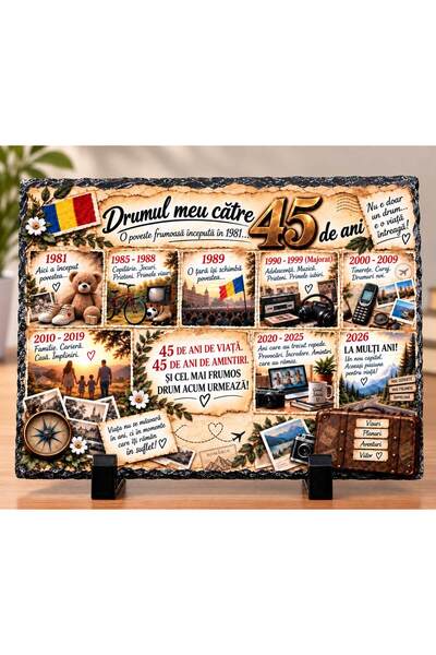hiperborea Placă ardezie – Cadou 45 Ani – „Drumul Meu către 45 de Ani”