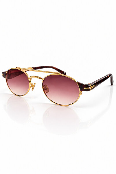 Chunky Frame Berina Unisex Elips Gold Çerçeveli Ultra Hafif Uv400 Filtreli Kahverengi Güneş Gözlüğü
