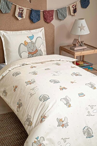 Özdilek Ranforce Licensed Baby Crib Bedding Set-Dumbo Sweet Beige