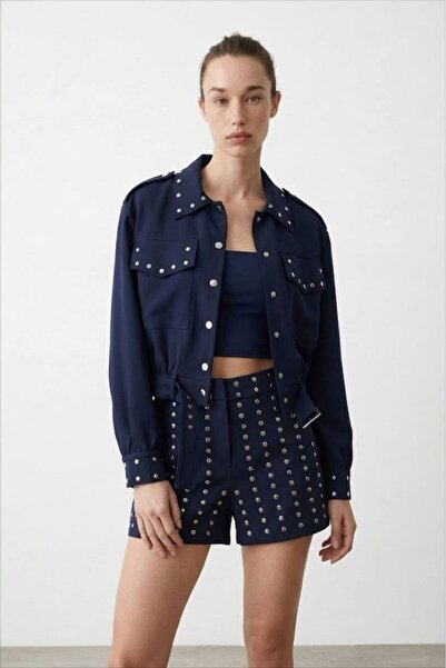 Quzu Zımba Detaylı Crop Ceket 26YCKT01812
