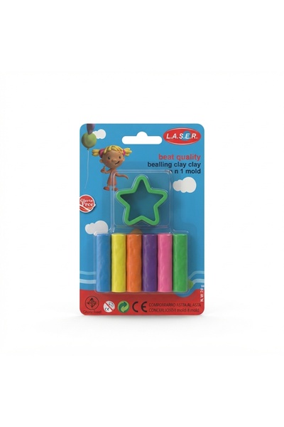 Lasertec Modeling Clay, 6 Round Sticks, Creative Art And Craft Clay Set For Kids