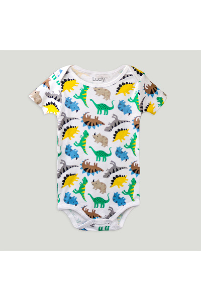 luay Unisex Organic Cotton Dinosaur, Lizard, Lighthouse, Elephant & Car Onesie:Pack of 5