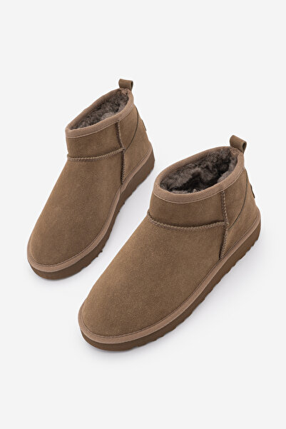 Marjin Women's Fur Lined Daily Boots Pasep Tobacco Brown Suede