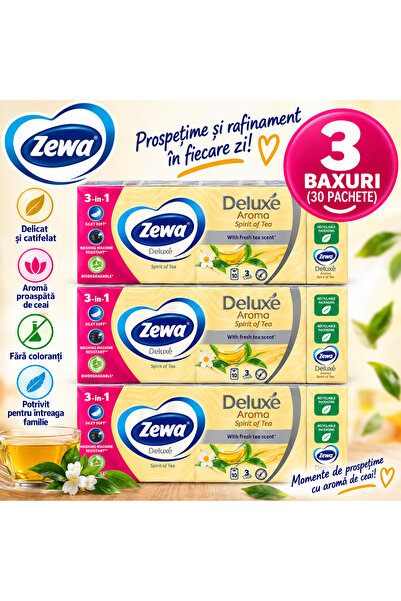 Zewa Set of 3x 10 packs of tea scented handkerchiefs