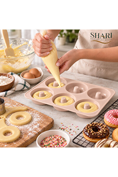 SHARI Pratik Silikon Kek ve Muffin Kalıbı – Donut Desenli Yuvarlak Kek Kalıbı...