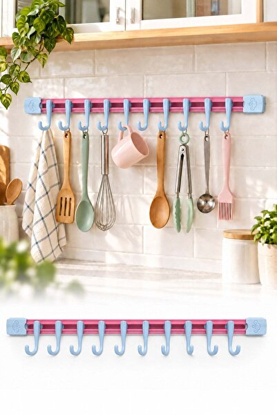 omilife 10 Kancalı Raylı Askı Mutfak Banyo Dolap İçi Kupa Fincan Havlu Düzenl...