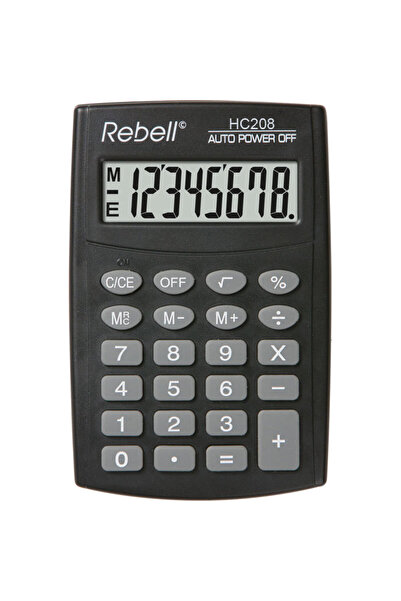 rebell Pocket calculator, 8 digits, 98 x 65 x 9 mm, HC208 - black