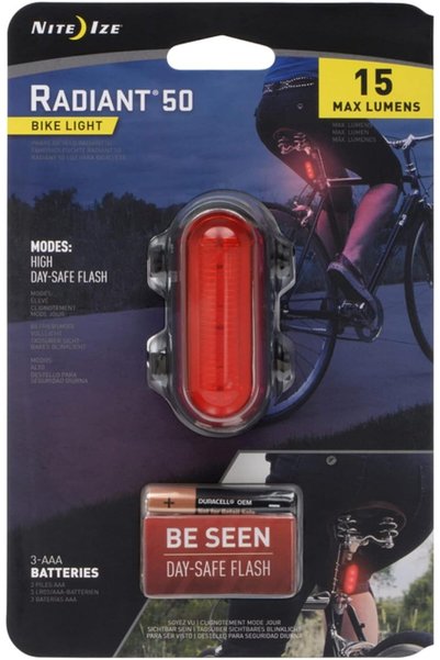 Nite Ize Radiant 50 Bike Light, Red, One Size