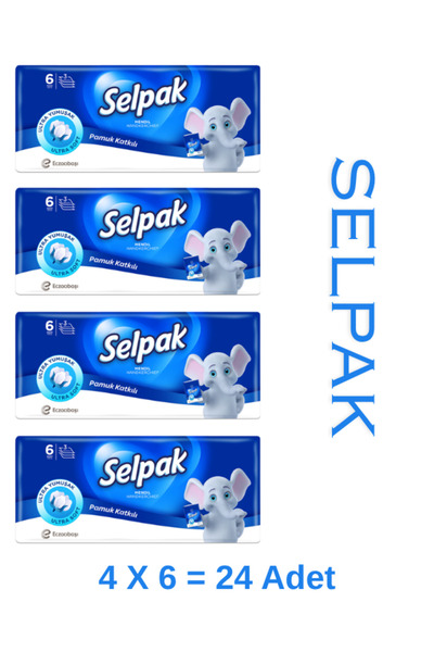 Selpak مناديل جيب قطنية مضاف إليها مكونات 24 قطعة