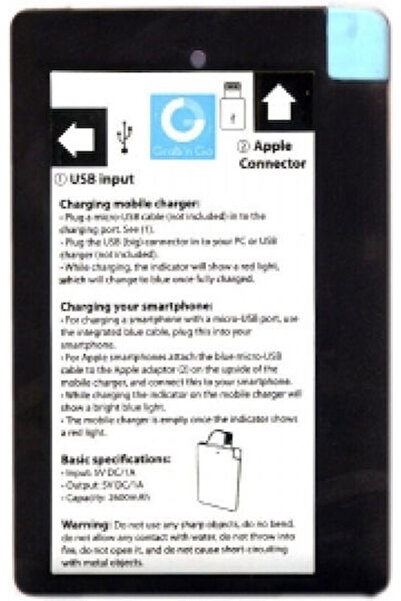 GRAB N GO Power Bank 2600mAh με Θύρα USB-A Μαύρο
