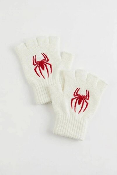 ARS Butik White Red Spider Cut Finger Unisex Gloves