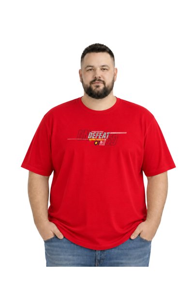 BattalModa تي شيرت رجالي كبير الحجم باللون الأحمر برقبة دائرية مقاس 3XL-4XL-5...