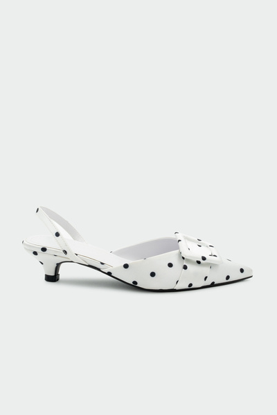 LAMİNTA Matilda Polka Dot Buckle Detailed Women's Heeled Shoes - White