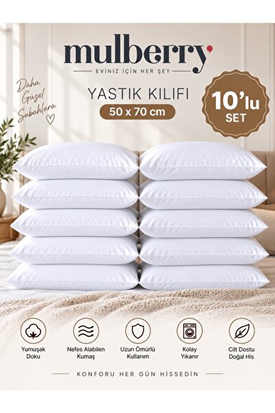 Mulberry Set of 10 Pillowcases 50X70 cm White Premium Quality Pillowcase Set