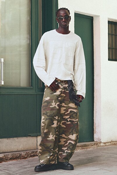 Bershka Baskılı baggy pantolon