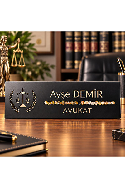Şifa Taşı Atölyesi Cemile Altuntaş Kişiye Özel Metal Avukat Masa İsimliği | S...