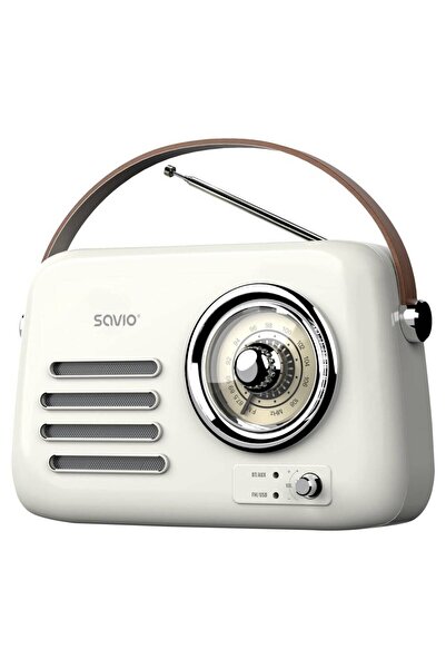Savio Radio RS-02 Portabil FM Analog Bluetooth USB AUX LED Alb