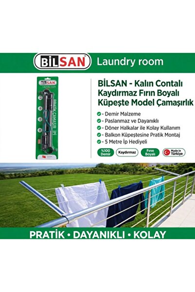 Küpeşte Kelepçe Model Demir Fırın Boyalı Balkon Çamaşırlık - Çamaşır Askısı